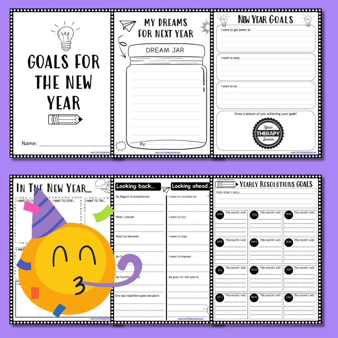new year's resolution worksheet free printable pdf - your therapy